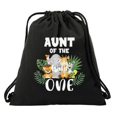 Aunt Of The Wild One 1st Birthday Safari Family Matching Drawstring Bag