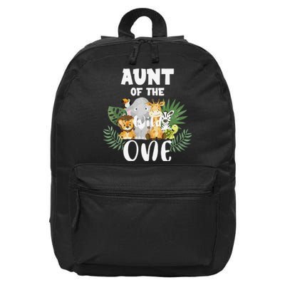 Aunt Of The Wild One 1st Birthday Safari Family Matching 16 in Basic Backpack