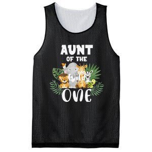 Aunt Of The Wild One 1st Birthday Safari Family Matching Mesh Reversible Basketball Jersey Tank