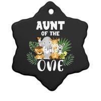 Aunt Of The Wild One 1st Birthday Safari Family Matching Ceramic Star Ornament