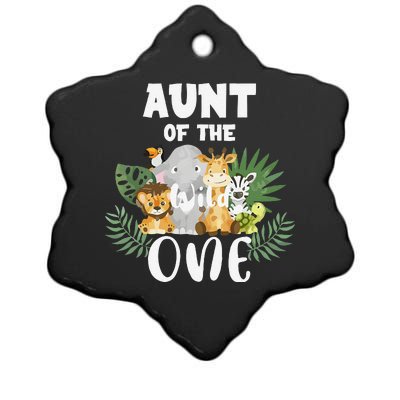 Aunt Of The Wild One 1st Birthday Safari Family Matching Ceramic Star Ornament