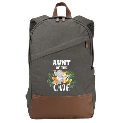 Aunt Of The Wild One 1st Birthday Safari Family Matching Cotton Canvas Backpack