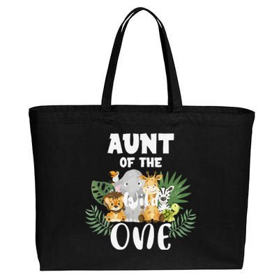 Aunt Of The Wild One 1st Birthday Safari Family Matching Cotton Canvas Jumbo Tote