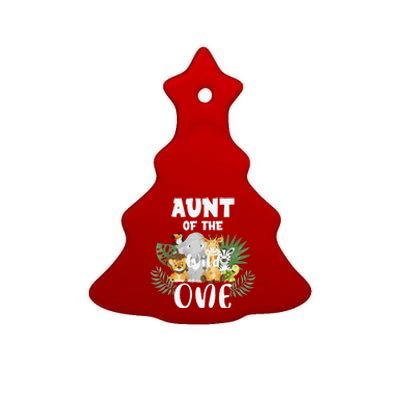 Aunt Of The Wild One 1st Birthday Safari Family Matching Ceramic Tree Ornament