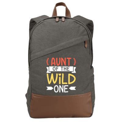 Aunt Of The Wild One 'S First Birthday Party Family Gift Cotton Canvas Backpack