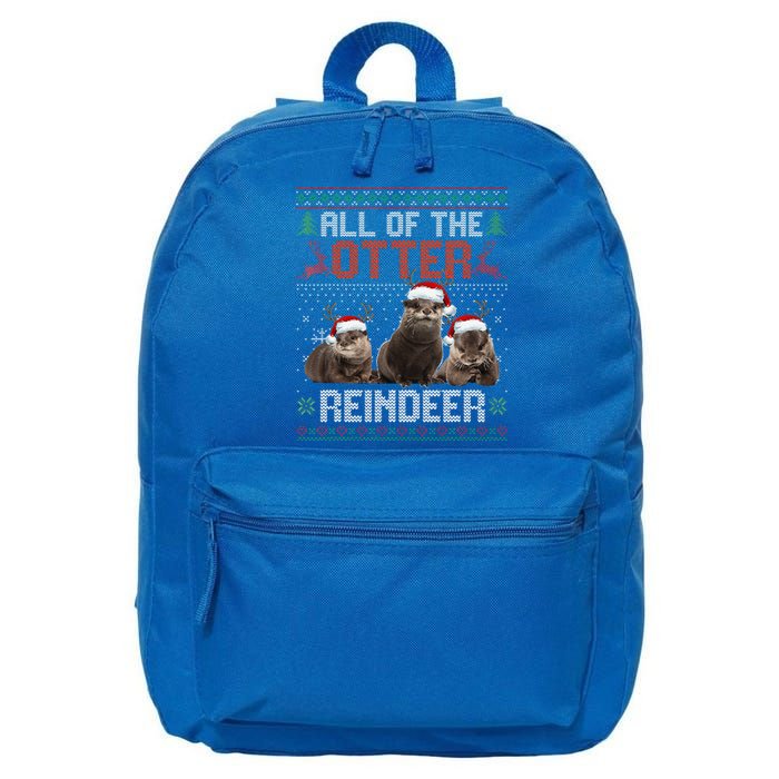 All Of The Otter Reindeer Christmas Funny Xmas Otter Lovers 16 in Basic Backpack