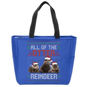 All Of The Otter Reindeer Christmas Funny Xmas Otter Lovers Zip Tote Bag