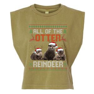 All Of The Otter Reindeer Christmas Funny Xmas Otter Lovers Garment-Dyed Women's Muscle Tee