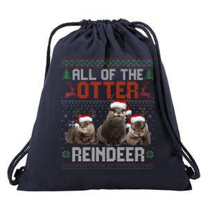 All Of The Otter Reindeer Christmas Funny Xmas Otter Lovers Drawstring Bag