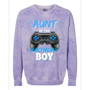 Aunt Of The Birthday Boy Matching Video Game Birthday Gift Colorblast Crewneck Sweatshirt