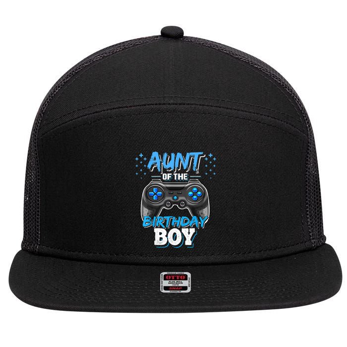 Aunt Of The Birthday Boy Matching Video Game Birthday Gift 7 Panel Mesh Trucker Snapback Hat