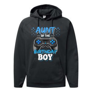 Aunt Of The Birthday Boy Matching Video Game Birthday Gift Performance Fleece Hoodie