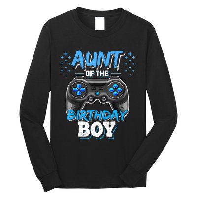 Aunt Of The Birthday Boy Matching Video Game Birthday Gift Long Sleeve Shirt