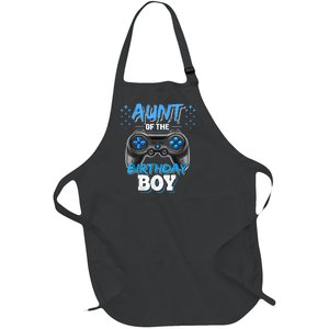 Aunt Of The Birthday Boy Matching Video Game Birthday Gift Full-Length Apron With Pockets