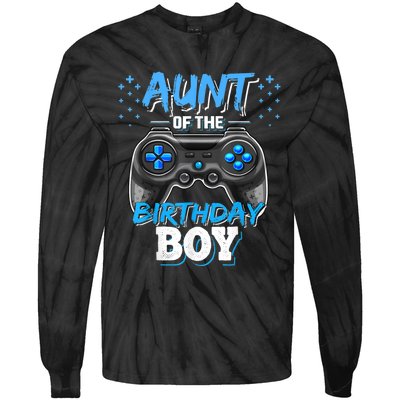 Aunt Of The Birthday Boy Matching Video Game Birthday Gift Tie-Dye Long Sleeve Shirt