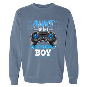 Aunt Of The Birthday Boy Matching Video Game Birthday Gift Garment-Dyed Sweatshirt