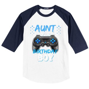 Aunt Of The Birthday Boy Matching Video Game Birthday Gift Baseball Sleeve Shirt