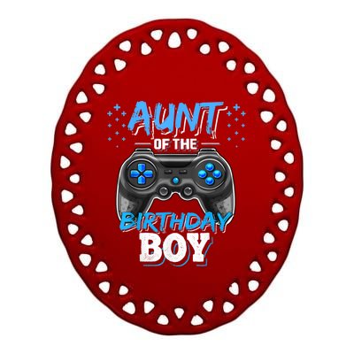 Aunt Of The Birthday Boy Matching Video Game Birthday Gift Ceramic Oval Ornament