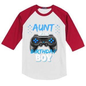 Aunt Of The Birthday Boy Matching Video Game Birthday Gift Kids Colorblock Raglan Jersey