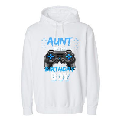 Aunt Of The Birthday Boy Matching Video Game Birthday Gift Garment-Dyed Fleece Hoodie