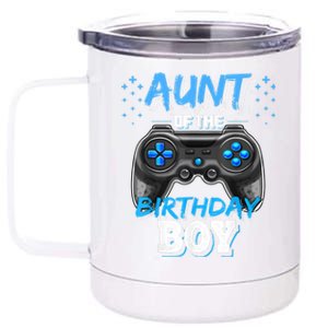 Aunt Of The Birthday Boy Matching Video Game Birthday Gift 12 oz Stainless Steel Tumbler Cup