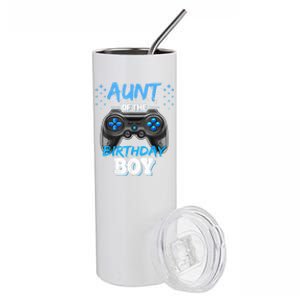 Aunt Of The Birthday Boy Matching Video Game Birthday Gift Stainless Steel Tumbler