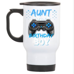 Aunt Of The Birthday Boy Matching Video Game Birthday Gift Stainless Steel Travel Mug