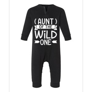 Aunt Of The Wild One 'S First Birthday Party Family Funny Gift Infant Fleece One Piece