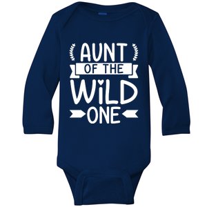 Aunt Of The Wild One 'S First Birthday Party Family Funny Gift Baby Long Sleeve Bodysuit