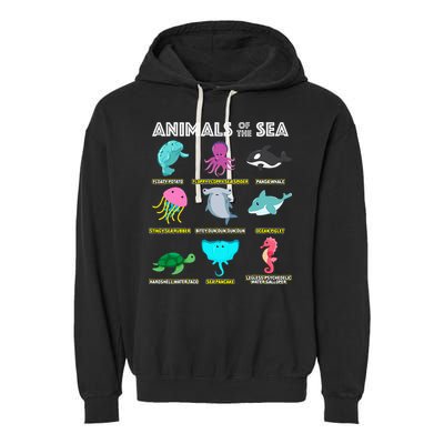 Animals Of The World Sea Creatures Funny Ocean Humor Meme Garment-Dyed Fleece Hoodie