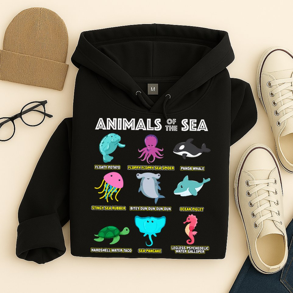 Animals Of The World Sea Creatures Funny Ocean Humor Meme Hoodie
