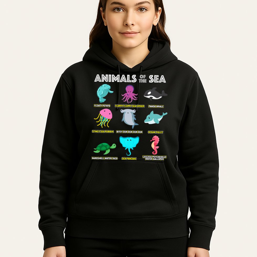 Animals Of The World Sea Creatures Funny Ocean Humor Meme Hoodie