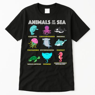 Animals Of The World Sea Creatures Funny Ocean Humor Meme Tall T-Shirt