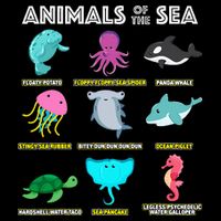 Animals Of The World Sea Creatures Funny Ocean Humor Meme Drawstring Bag