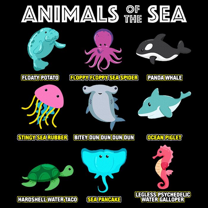 Animals Of The World Sea Creatures Funny Ocean Humor Meme Drawstring Bag