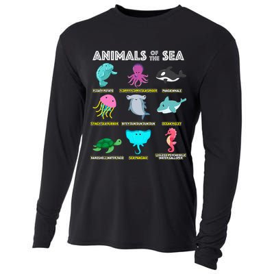 Animals Of The World Sea Creatures Funny Ocean Humor Meme Cooling Performance Long Sleeve Crew