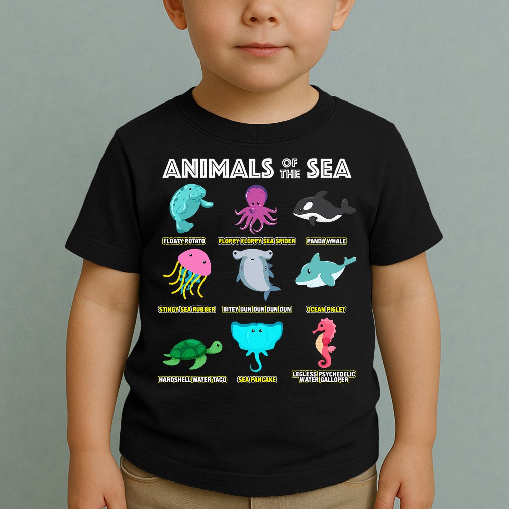 Animals Of The World Sea Creatures Funny Ocean Humor Meme Toddler T-Shirt