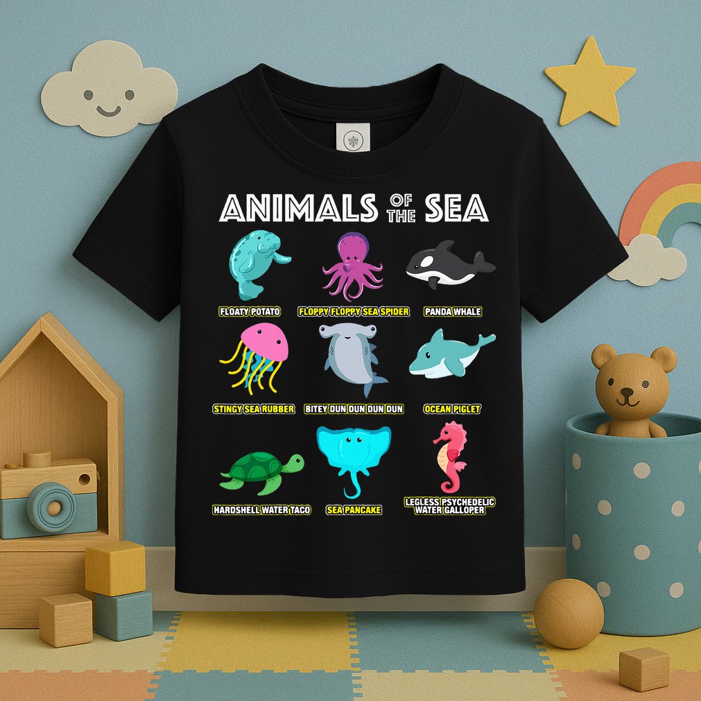 Animals Of The World Sea Creatures Funny Ocean Humor Meme Toddler T-Shirt