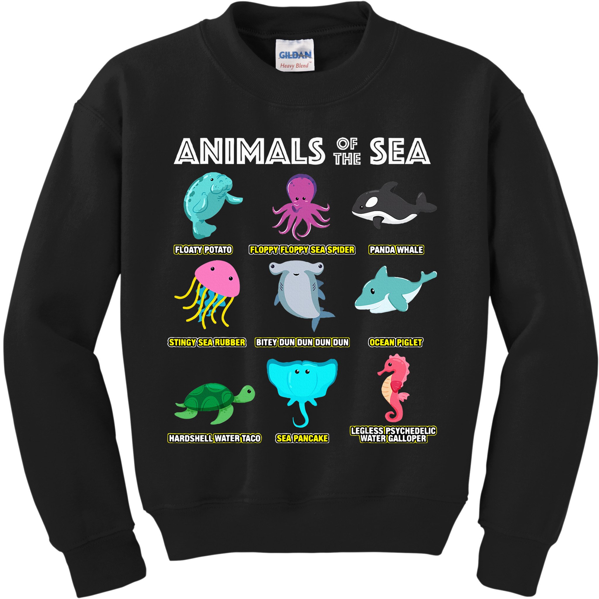 Animals Of The World Sea Creatures Funny Ocean Humor Meme Kids Sweatshirt