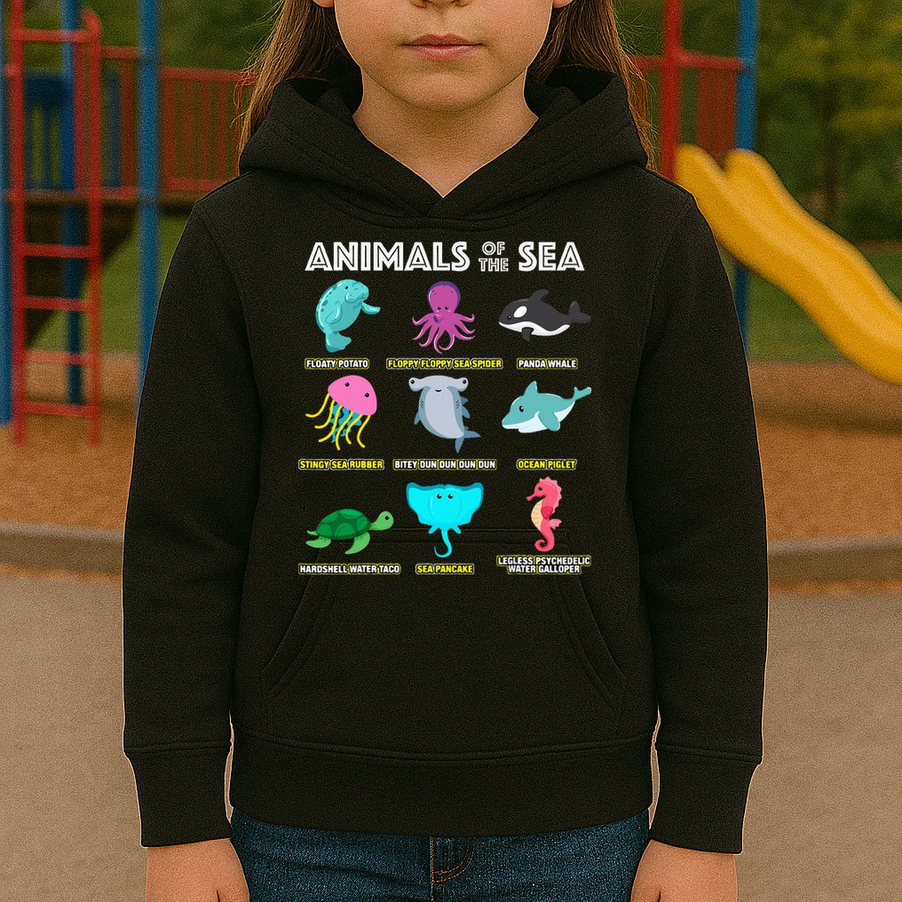 Animals Of The World Sea Creatures Funny Ocean Humor Meme Kids Hoodie