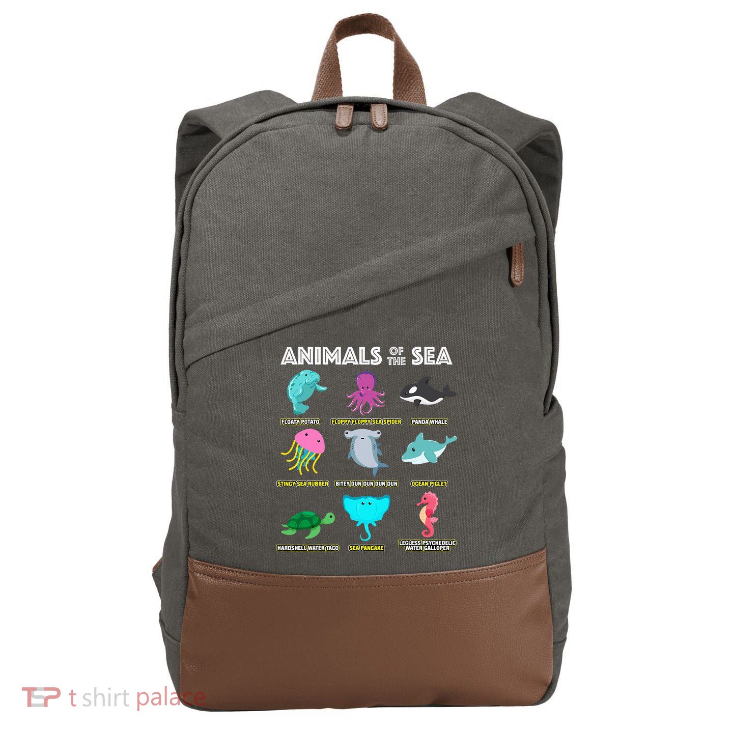 Animals Of The World Sea Creatures Funny Ocean Humor Meme Cotton Canvas Backpack