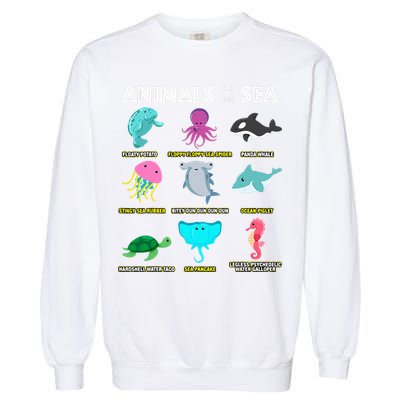 Animals Of The World Sea Creatures Funny Ocean Humor Meme Garment-Dyed Sweatshirt