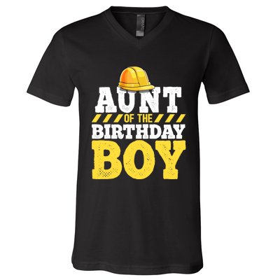 Aunt of the Birthday Boy Construction Birthday Party V-Neck T-Shirt