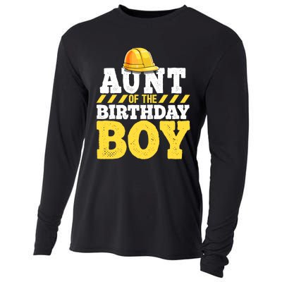 Aunt of the Birthday Boy Construction Birthday Party Cooling Performance Long Sleeve Crew