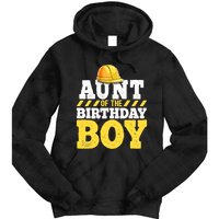 Aunt of the Birthday Boy Construction Birthday Party Tie Dye Hoodie