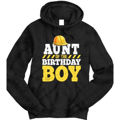 Aunt of the Birthday Boy Construction Birthday Party Tie Dye Hoodie