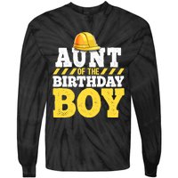 Aunt of the Birthday Boy Construction Birthday Party Tie-Dye Long Sleeve Shirt