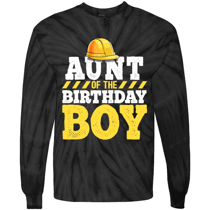 Aunt of the Birthday Boy Construction Birthday Party Tie-Dye Long Sleeve Shirt