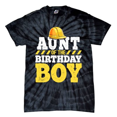 Aunt of the Birthday Boy Construction Birthday Party Tie-Dye T-Shirt