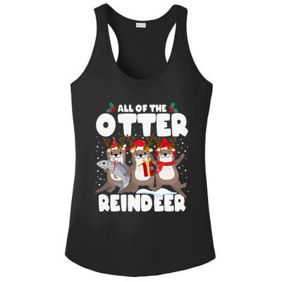 All Of The Otter Reindeer Funny Christmas Pajama Gifts Ladies PosiCharge Competitor Racerback Tank